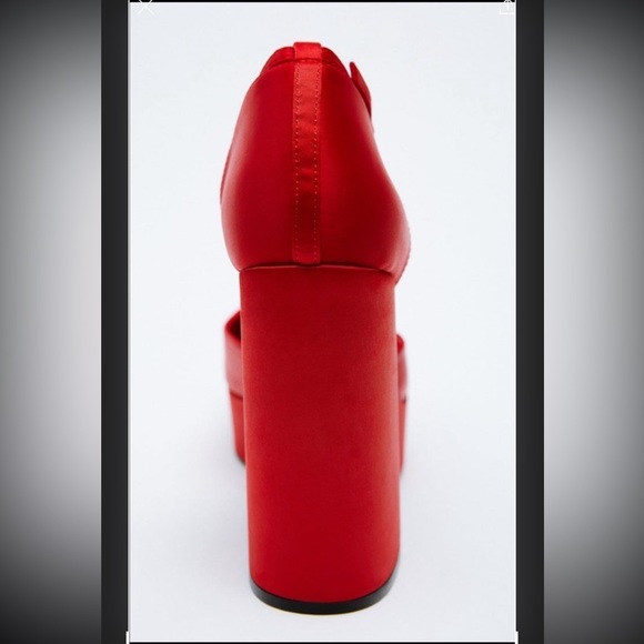 Zara Red Fabric Platform Pump US 6.5 - Picture 4 of 6